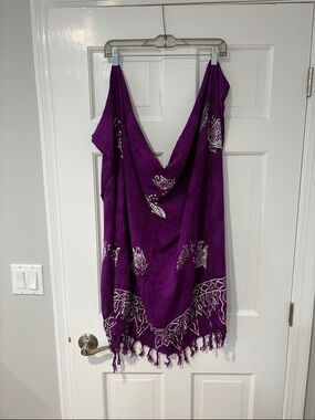 Boho Purple Printed Tassel Scarf/Sarong